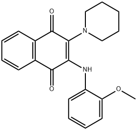 2-(2-methoxyanilino)-3-piperidin-1-ylnaphthalene-1,4-dione 化学構造式