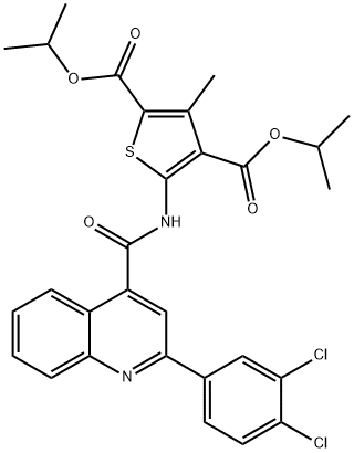 dipropan-2-yl 5-[[2-(3,4-dichlorophenyl)quinoline-4-carbonyl]amino]-3-methylthiophene-2,4-dicarboxylate Structure