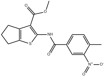 methyl 2-[(4-methyl-3-nitrobenzoyl)amino]-5,6-dihydro-4H-cyclopenta[b]thiophene-3-carboxylate,389080-53-9,结构式