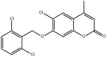 6-chloro-7-[(2,6-dichlorophenyl)methoxy]-4-methylchromen-2-one 化学構造式