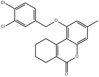 1-[(3,4-dichlorophenyl)methoxy]-3-methyl-7,8,9,10-tetrahydrobenzo[c]chromen-6-one,405908-51-2,结构式