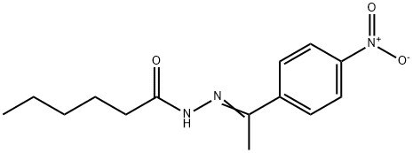 N-[(E)-1-(4-nitrophenyl)ethylideneamino]hexanamide Struktur