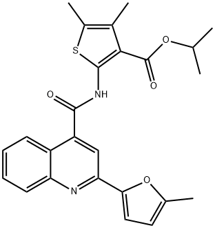 propan-2-yl 4,5-dimethyl-2-[[2-(5-methylfuran-2-yl)quinoline-4-carbonyl]amino]thiophene-3-carboxylate Structure