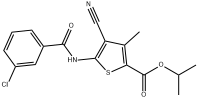 propan-2-yl 5-[(3-chlorobenzoyl)amino]-4-cyano-3-methylthiophene-2-carboxylate Structure