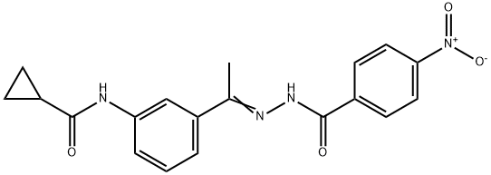 N-[(Z)-1-[3-(cyclopropanecarbonylamino)phenyl]ethylideneamino]-4-nitrobenzamide 结构式