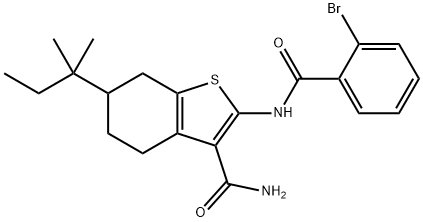 2-[(2-bromobenzoyl)amino]-6-(2-methylbutan-2-yl)-4,5,6,7-tetrahydro-1-benzothiophene-3-carboxamide Struktur