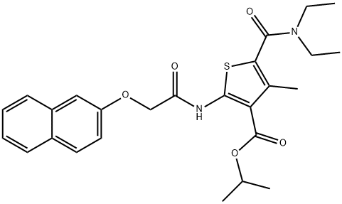 propan-2-yl 5-(diethylcarbamoyl)-4-methyl-2-[(2-naphthalen-2-yloxyacetyl)amino]thiophene-3-carboxylate Structure