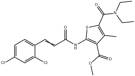 methyl 2-[[(E)-3-(2,4-dichlorophenyl)prop-2-enoyl]amino]-5-(diethylcarbamoyl)-4-methylthiophene-3-carboxylate Struktur