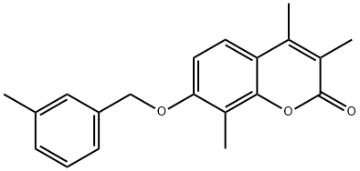 3,4,8-trimethyl-7-[(3-methylphenyl)methoxy]chromen-2-one Structure