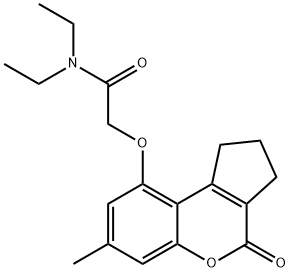 N,N-diethyl-2-[(7-methyl-4-oxo-2,3-dihydro-1H-cyclopenta[c]chromen-9-yl)oxy]acetamide Struktur