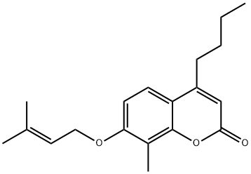 4-butyl-8-methyl-7-(3-methylbut-2-enoxy)chromen-2-one Structure