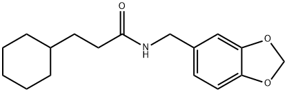 N-(1,3-benzodioxol-5-ylmethyl)-3-cyclohexylpropanamide 化学構造式