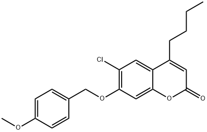 4-butyl-6-chloro-7-[(4-methoxyphenyl)methoxy]chromen-2-one 结构式