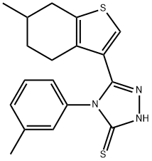 4-(3-methylphenyl)-3-(6-methyl-4,5,6,7-tetrahydro-1-benzothiophen-3-yl)-1H-1,2,4-triazole-5-thione Structure