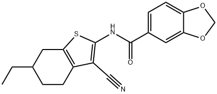 N-(3-cyano-6-ethyl-4,5,6,7-tetrahydro-1-benzothiophen-2-yl)-1,3-benzodioxole-5-carboxamide Structure