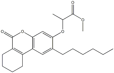 methyl 2-[(2-hexyl-6-oxo-7,8,9,10-tetrahydrobenzo[c]chromen-3-yl)oxy]propanoate Structure