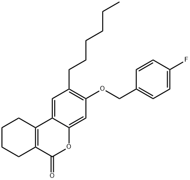 3-[(4-fluorophenyl)methoxy]-2-hexyl-7,8,9,10-tetrahydrobenzo[c]chromen-6-one Structure