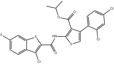 propan-2-yl 2-[(3-chloro-6-fluoro-1-benzothiophene-2-carbonyl)amino]-4-(2,4-dichlorophenyl)thiophene-3-carboxylate Structure