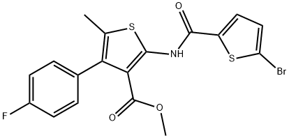 methyl 2-[(5-bromothiophene-2-carbonyl)amino]-4-(4-fluorophenyl)-5-methylthiophene-3-carboxylate Struktur