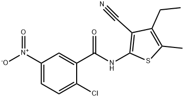 2-chloro-N-(3-cyano-4-ethyl-5-methylthiophen-2-yl)-5-nitrobenzamide 化学構造式