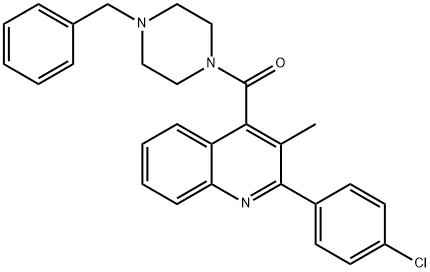 (4-benzylpiperazin-1-yl)-[2-(4-chlorophenyl)-3-methylquinolin-4-yl]methanone 化学構造式