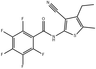 N-(3-cyano-4-ethyl-5-methylthiophen-2-yl)-2,3,4,5,6-pentafluorobenzamide Struktur