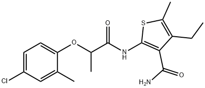 2-[2-(4-chloro-2-methylphenoxy)propanoylamino]-4-ethyl-5-methylthiophene-3-carboxamide,438617-25-5,结构式