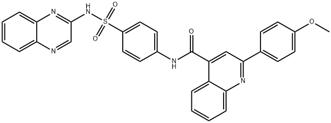2-(4-methoxyphenyl)-N-[4-(quinoxalin-2-ylsulfamoyl)phenyl]quinoline-4-carboxamide 化学構造式