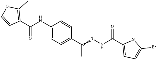 N-[4-[(E)-N-[(5-bromothiophene-2-carbonyl)amino]-C-methylcarbonimidoyl]phenyl]-2-methylfuran-3-carboxamide,444999-56-8,结构式