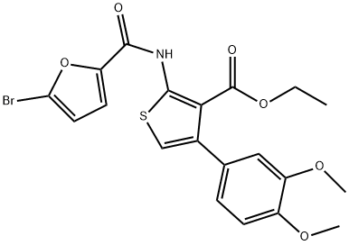 ethyl 2-[(5-bromofuran-2-carbonyl)amino]-4-(3,4-dimethoxyphenyl)thiophene-3-carboxylate 化学構造式