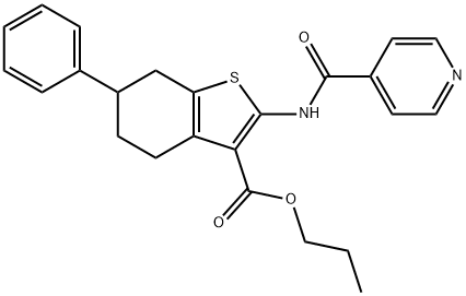 propyl 6-phenyl-2-(pyridine-4-carbonylamino)-4,5,6,7-tetrahydro-1-benzothiophene-3-carboxylate Structure