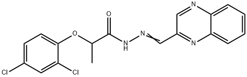 2-(2,4-dichlorophenoxy)-N-[(E)-quinoxalin-2-ylmethylideneamino]propanamide 化学構造式
