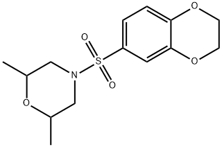 4-(2,3-dihydro-1,4-benzodioxin-6-ylsulfonyl)-2,6-dimethylmorpholine Struktur