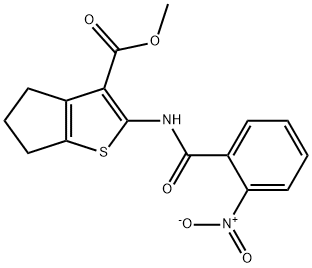 methyl 2-[(2-nitrobenzoyl)amino]-5,6-dihydro-4H-cyclopenta[b]thiophene-3-carboxylate 化学構造式