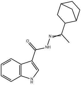 N-[(Z)-1-(3-bicyclo[2.2.1]heptanyl)ethylideneamino]-1H-indole-3-carboxamide Struktur