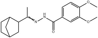 N-[(E)-1-(3-bicyclo[2.2.1]heptanyl)ethylideneamino]-3,4-dimethoxybenzamide 化学構造式