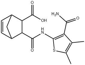 2-[(3-carbamoyl-4,5-dimethylthiophen-2-yl)carbamoyl]bicyclo[2.2.1]hept-5-ene-3-carboxylic acid Struktur