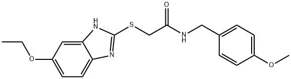 2-[(6-ethoxy-1H-benzimidazol-2-yl)sulfanyl]-N-[(4-methoxyphenyl)methyl]acetamide 化学構造式