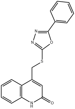 4-[(5-phenyl-1,3,4-oxadiazol-2-yl)sulfanylmethyl]-1H-quinolin-2-one,484694-45-3,结构式