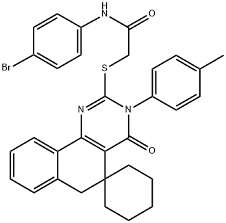 489424-53-5 N-(4-bromophenyl)-2-[3-(4-methylphenyl)-4-oxospiro[6H-benzo[h]quinazoline-5,1'-cyclohexane]-2-yl]sulfanylacetamide