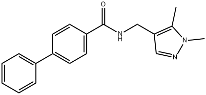N-[(1,5-dimethylpyrazol-4-yl)methyl]-4-phenylbenzamide Structure