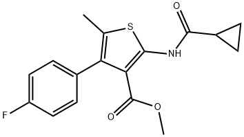 methyl 2-(cyclopropanecarbonylamino)-4-(4-fluorophenyl)-5-methylthiophene-3-carboxylate Structure