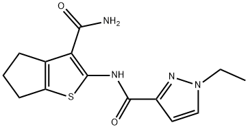 N-(3-carbamoyl-5,6-dihydro-4H-cyclopenta[b]thiophen-2-yl)-1-ethylpyrazole-3-carboxamide Struktur