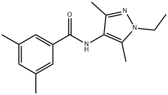 N-(1-ethyl-3,5-dimethylpyrazol-4-yl)-3,5-dimethylbenzamide,515176-97-3,结构式