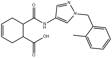 6-[[1-[(2-methylphenyl)methyl]pyrazol-4-yl]carbamoyl]cyclohex-3-ene-1-carboxylic acid,515830-33-8,结构式