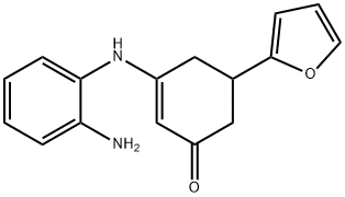 3-(2-aminoanilino)-5-(furan-2-yl)cyclohex-2-en-1-one Struktur
