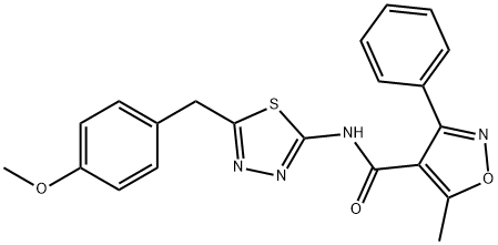 N-[5-[(4-methoxyphenyl)methyl]-1,3,4-thiadiazol-2-yl]-5-methyl-3-phenyl-1,2-oxazole-4-carboxamide Struktur