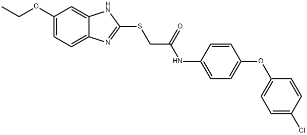 N-[4-(4-chlorophenoxy)phenyl]-2-[(6-ethoxy-1H-benzimidazol-2-yl)sulfanyl]acetamide Struktur