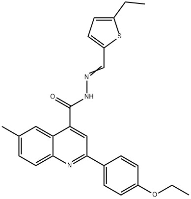 2-(4-ethoxyphenyl)-N-[(E)-(5-ethylthiophen-2-yl)methylideneamino]-6-methylquinoline-4-carboxamide 化学構造式