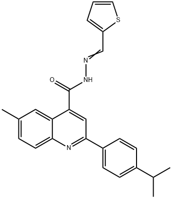 6-methyl-2-(4-propan-2-ylphenyl)-N-[(E)-thiophen-2-ylmethylideneamino]quinoline-4-carboxamide Structure